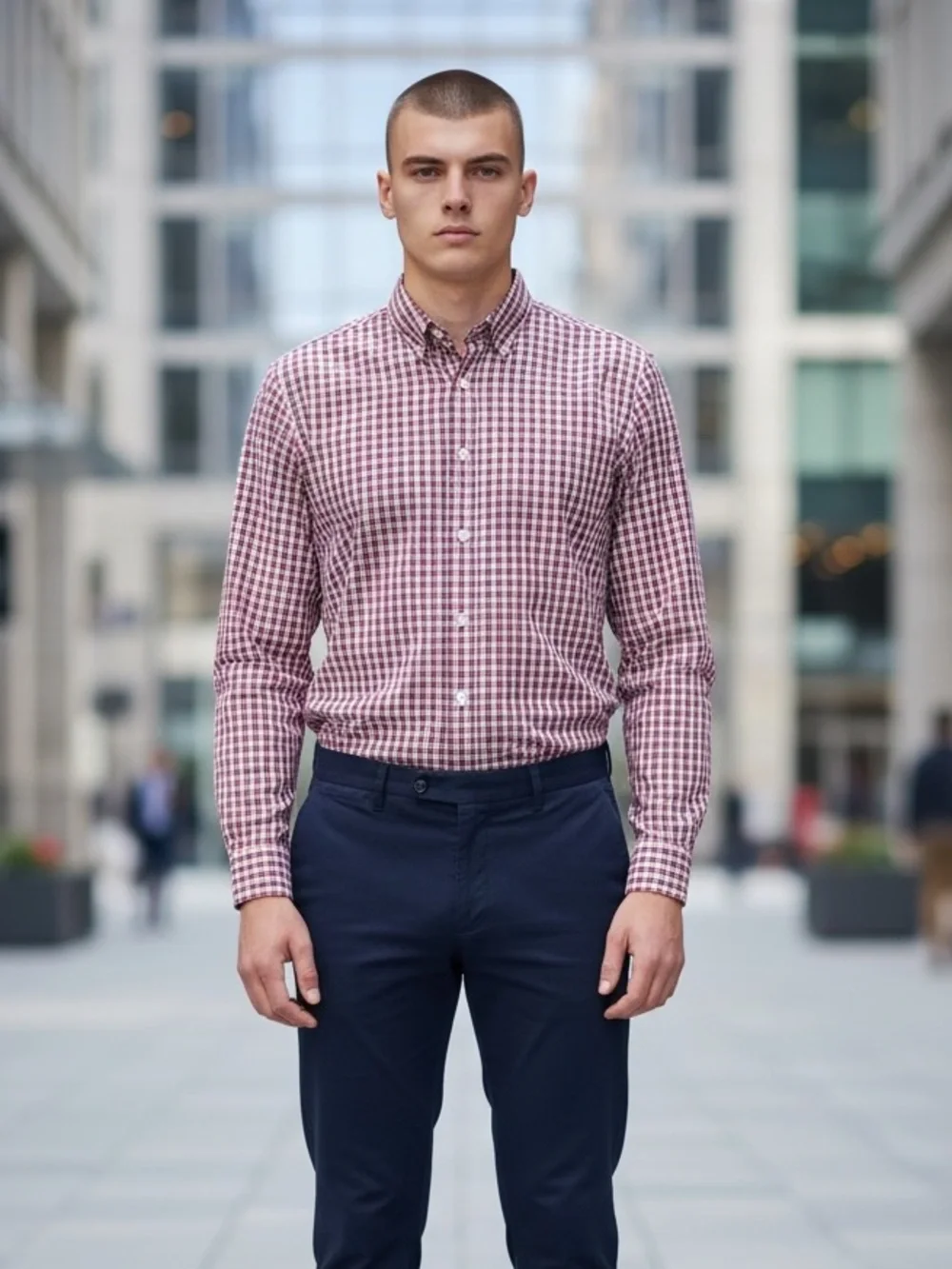 Banana Republic Classic Men's Red/Blue plaid Button-Down Shirt